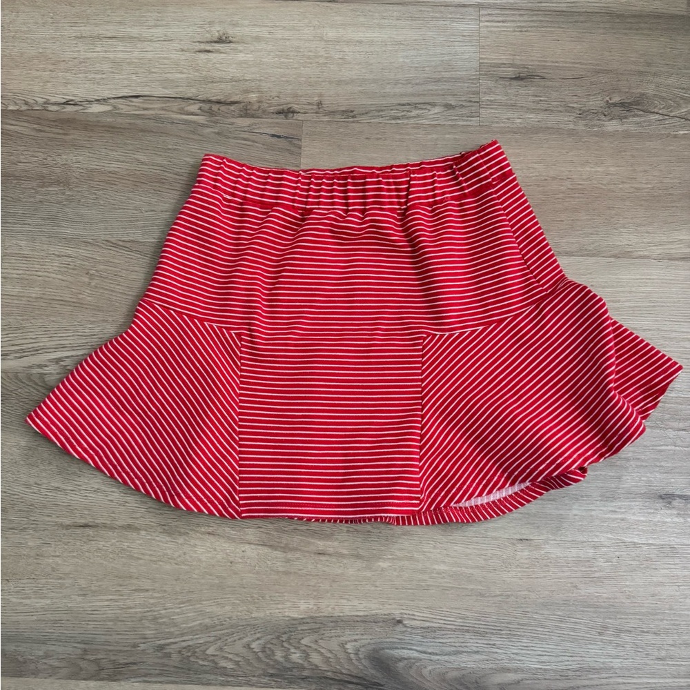 Timing Red and White High-Low Skater Skirt